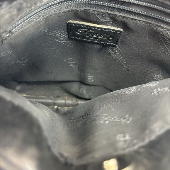 Vintage y2k 90s Fossil Black Leather handbag Purse southwest grunge pony hair - Picture 4 of 16